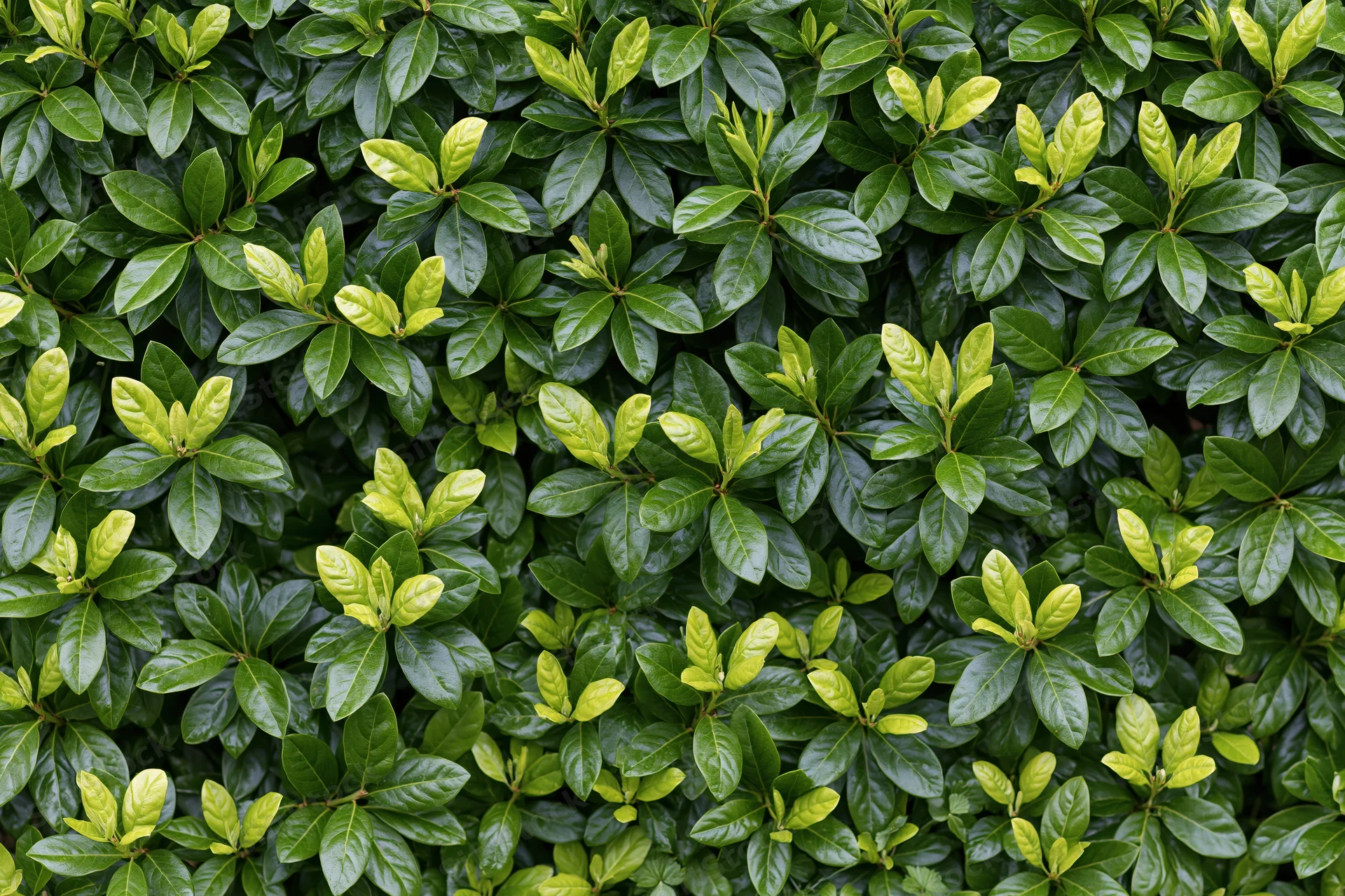 Dense hedge of small oval green leaves filling the frame