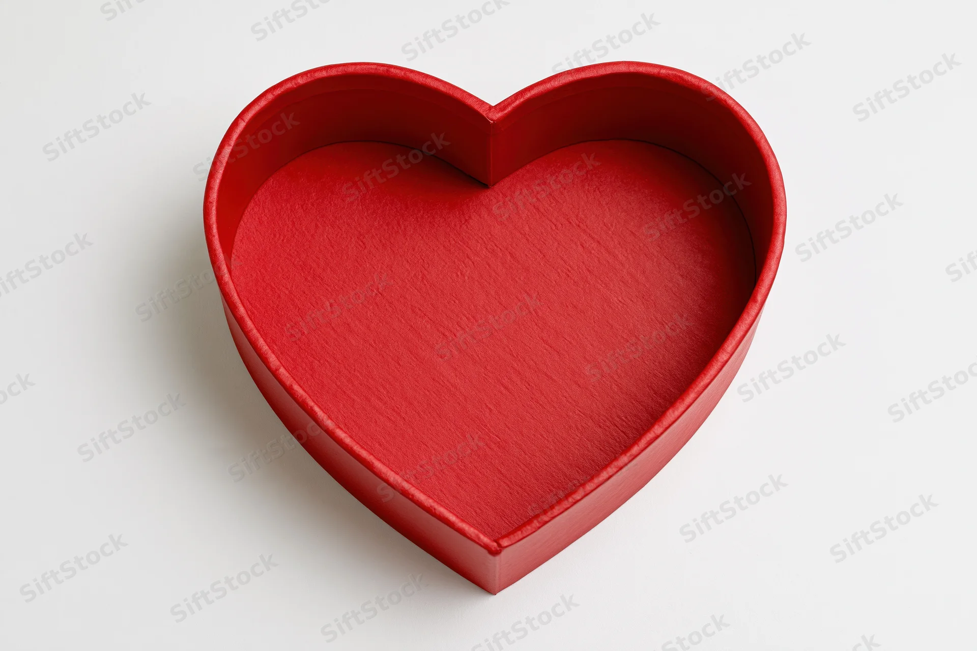 Red heart-shaped gift box lid on white background