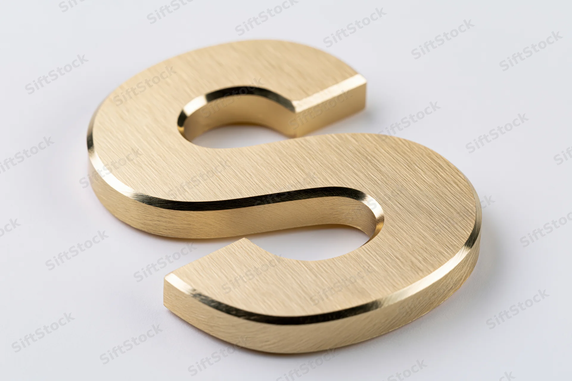 Polished gold 3d letter s on white background