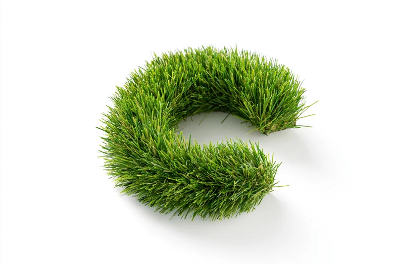 Grass shaped into letter c on white background