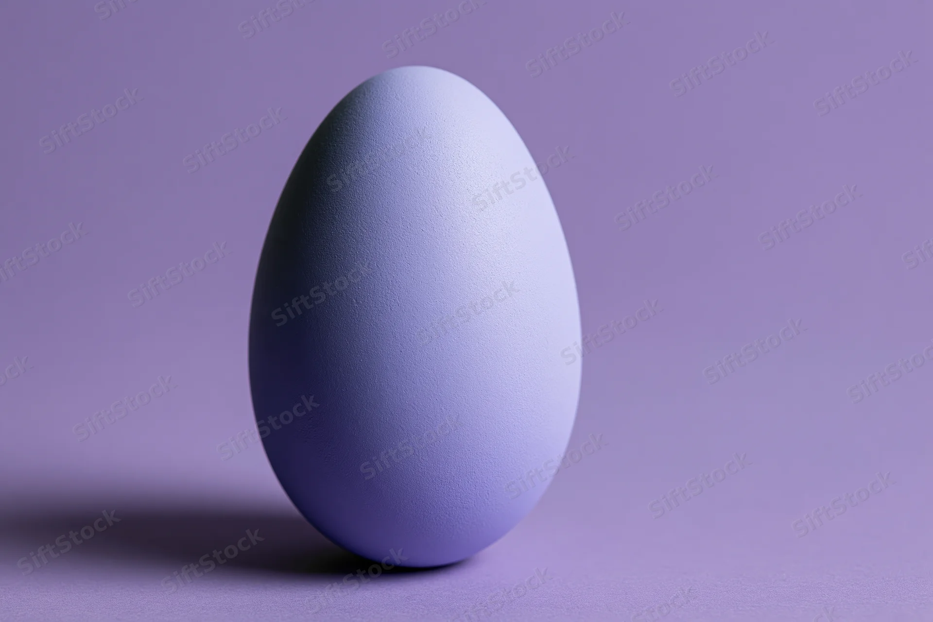 Single matte purple egg standing upright on a flat surface