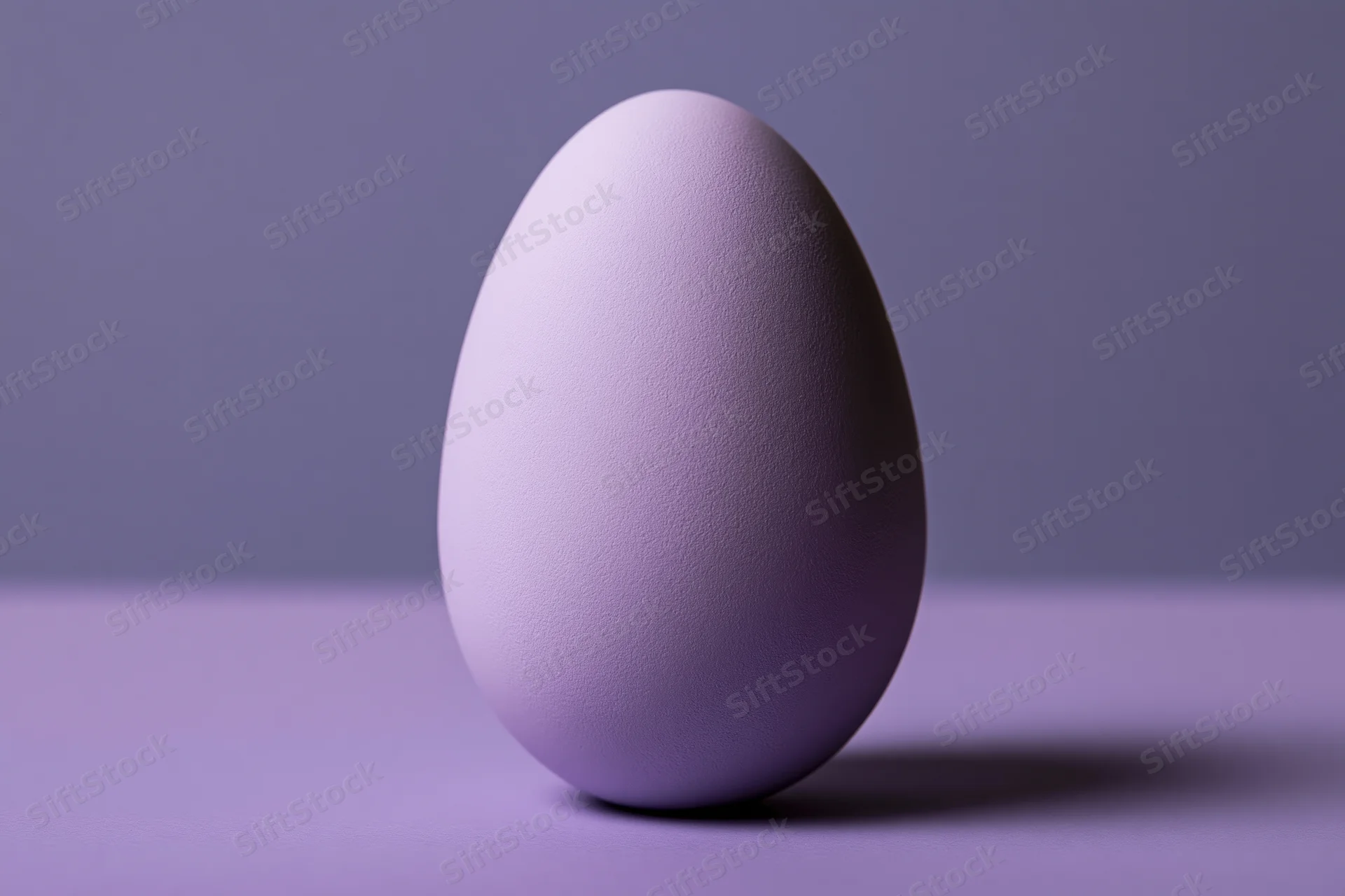 A single matte purple-painted egg standing upright on a flat surface