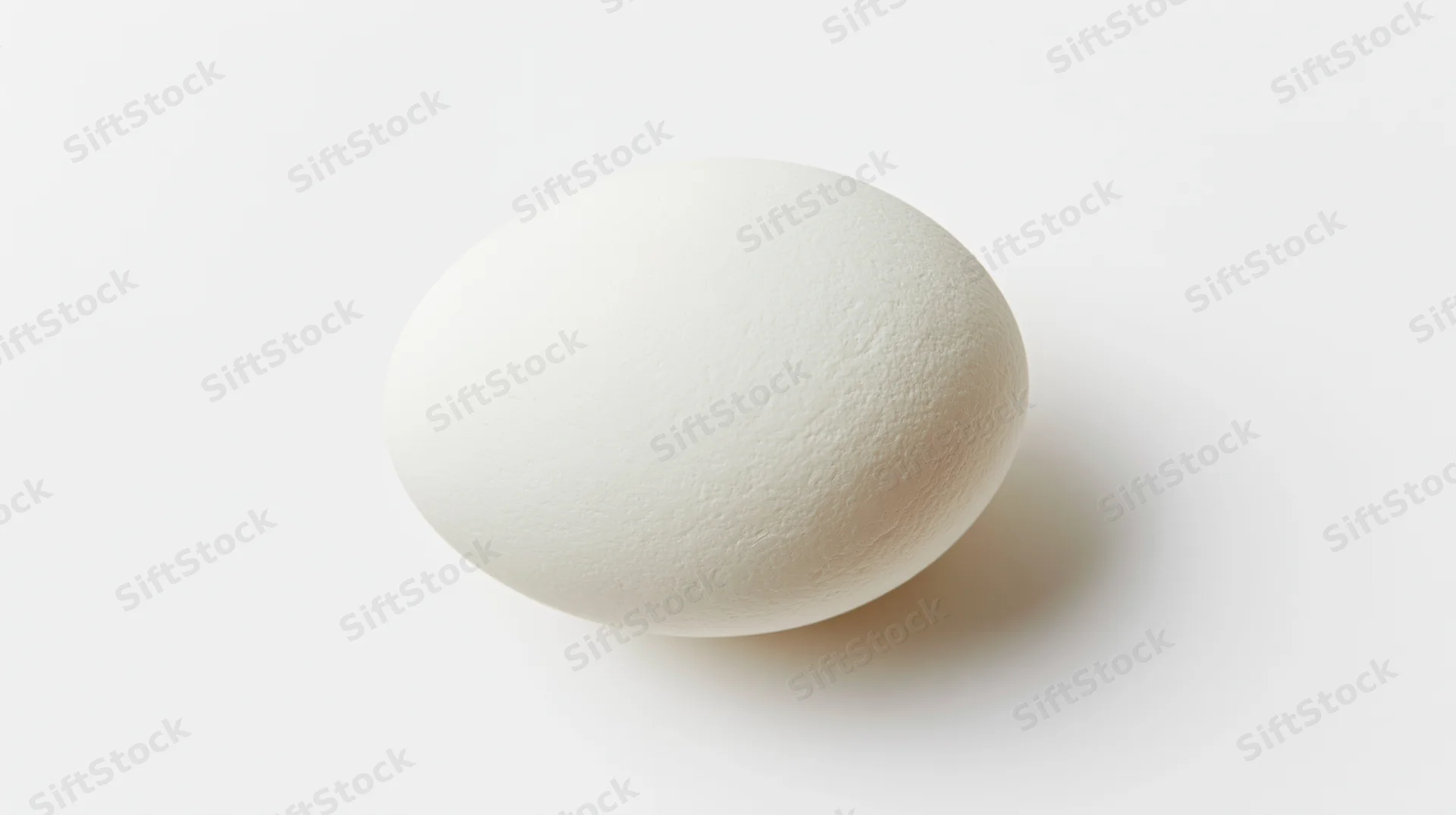 Single white chicken egg centered on pure white background