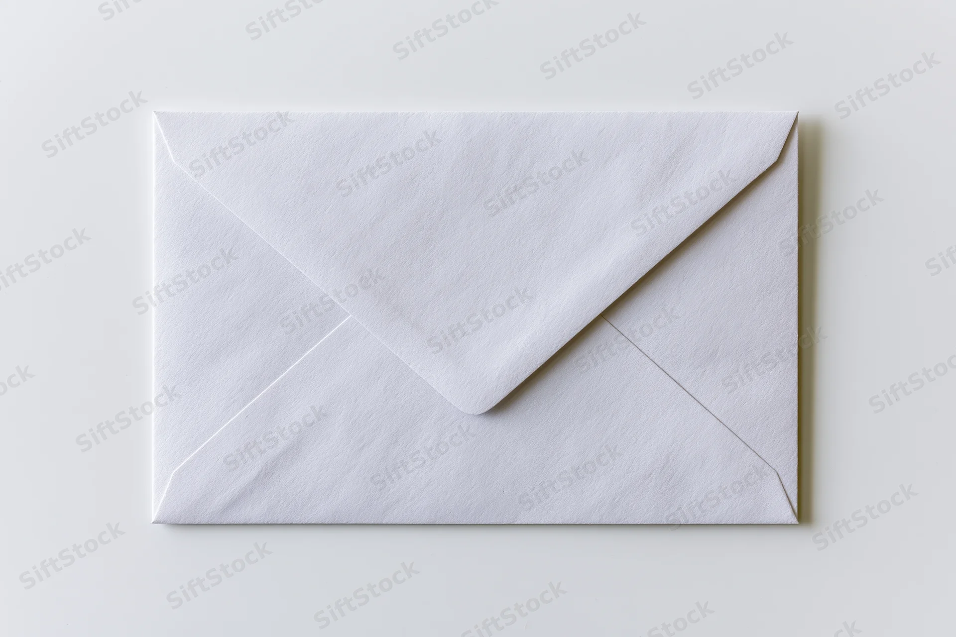 White paper envelope sealed flat lay on plain surface
