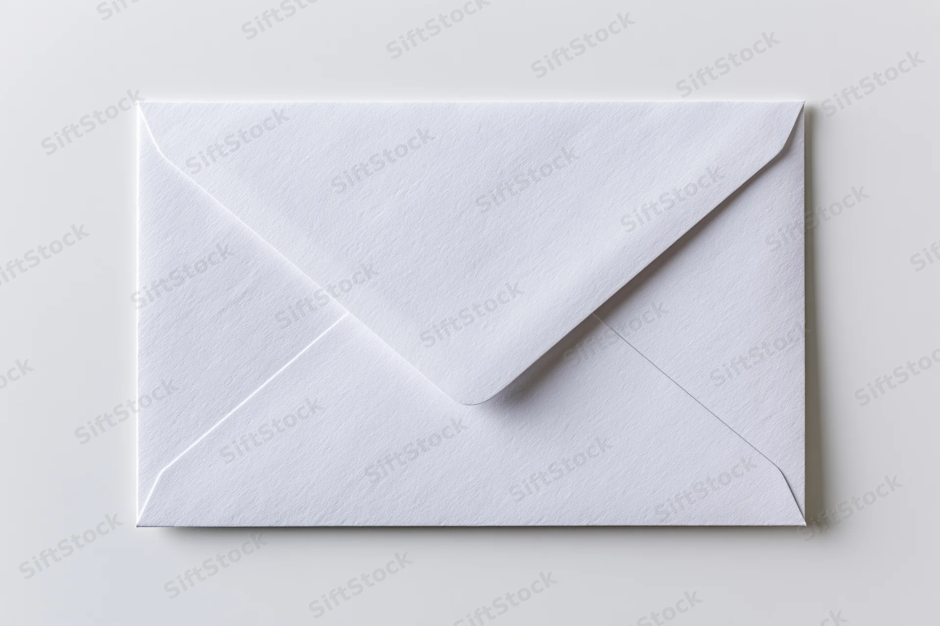 White paper envelope sealed flat lay on plain surface