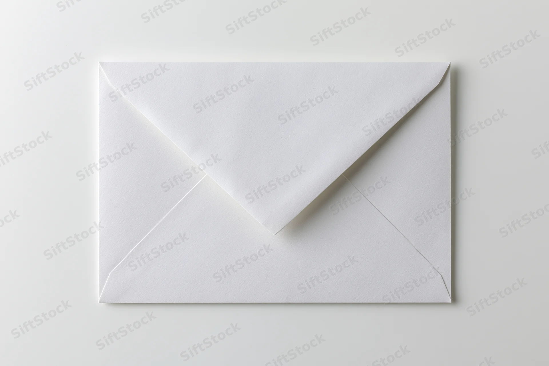 White paper envelope sealed flat lay on plain surface