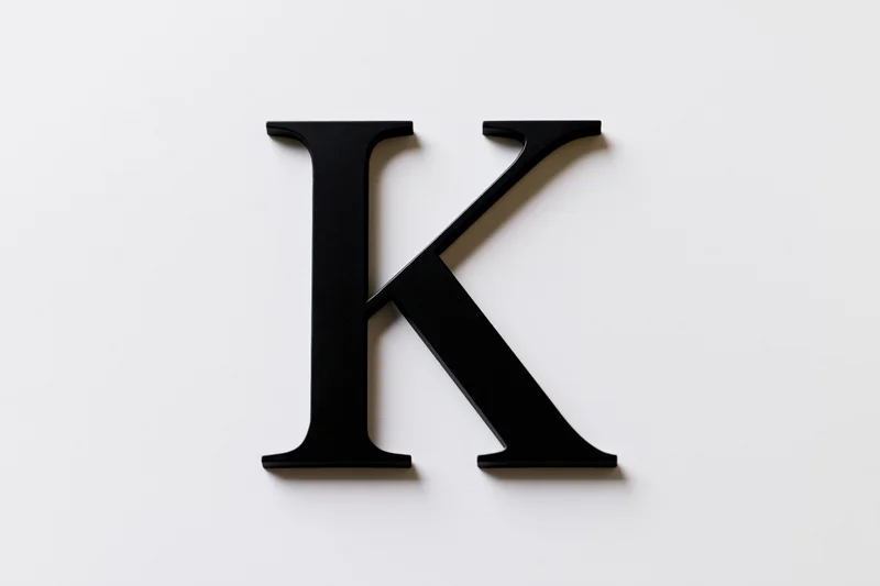 Bold serif capital letter k as a flat graphic logo mark on white background