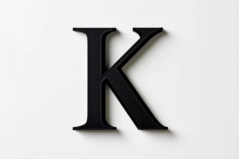 Bold serif capital letter k as a flat graphic logo mark centered on white background