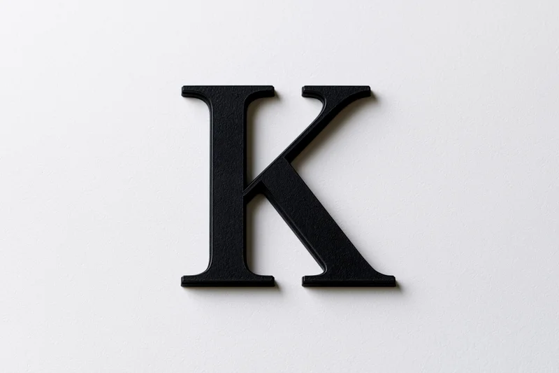Bold serif capital letter k as a flat graphic logo mark on white background