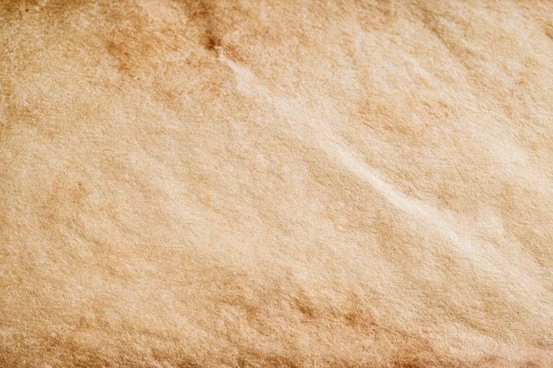 Close-up of aged parchment paper surface with visible fibers and warm brown tones filling the frame