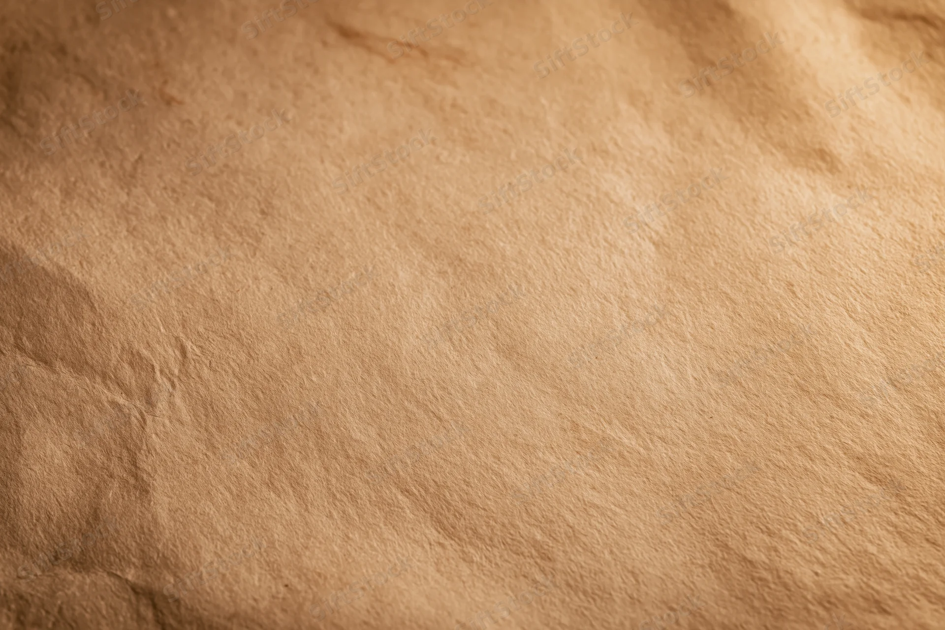 Close-up of aged parchment paper surface with textured folds and warm brown tones filling the frame