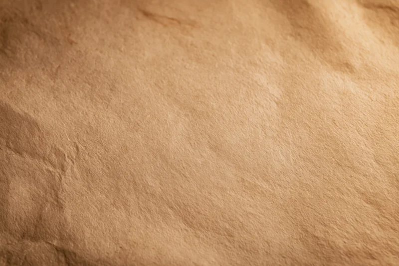 Close-up of aged parchment paper surface with textured folds and warm brown tones filling the frame
