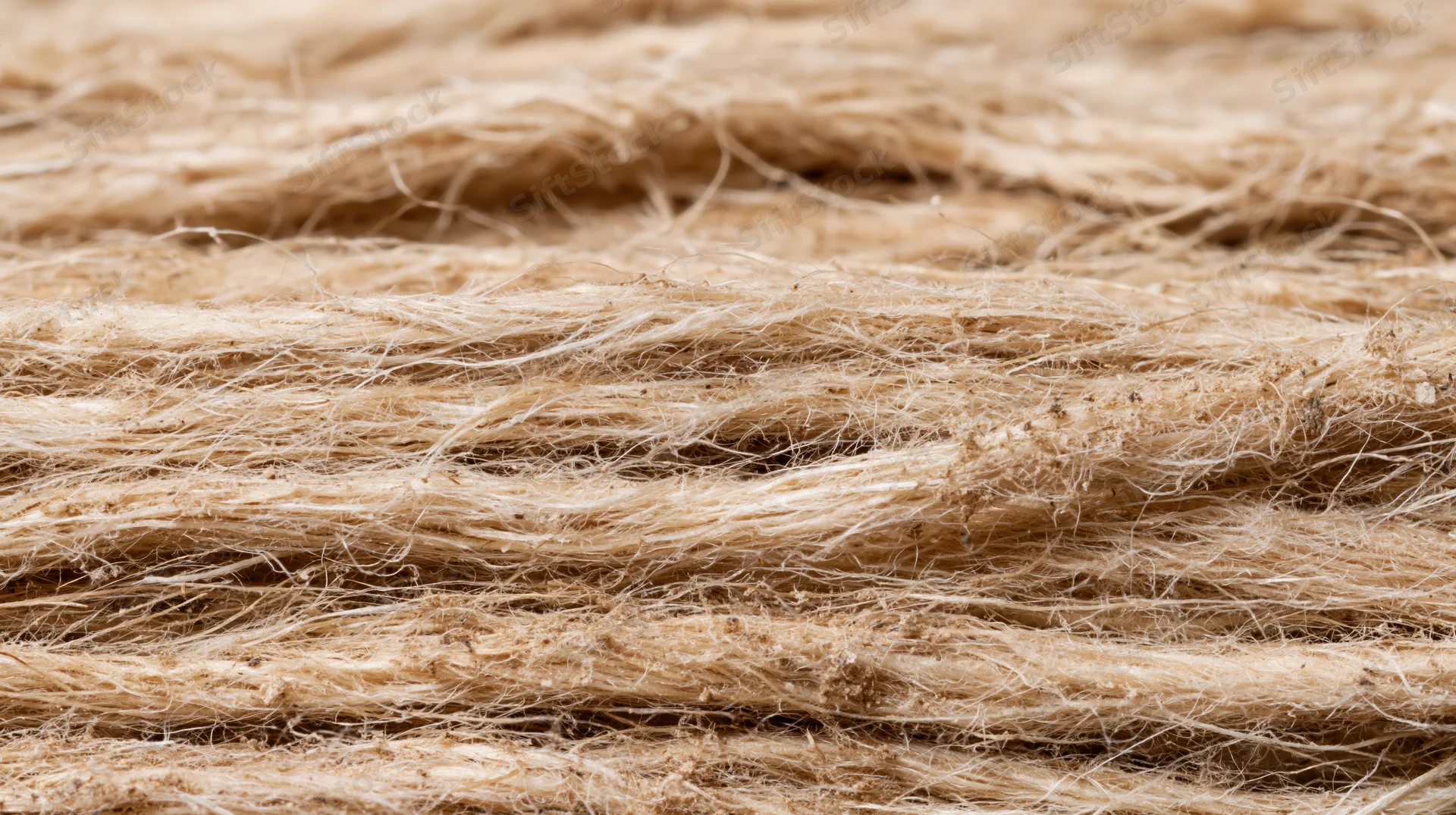 Close-up of dry natural plant fibers bundled together showing texture and strands