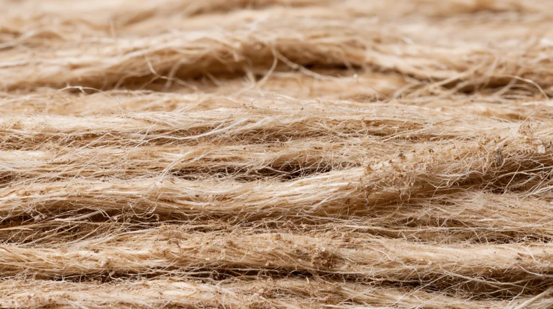 Close-up of dry natural plant fibers bundled together showing texture and strands