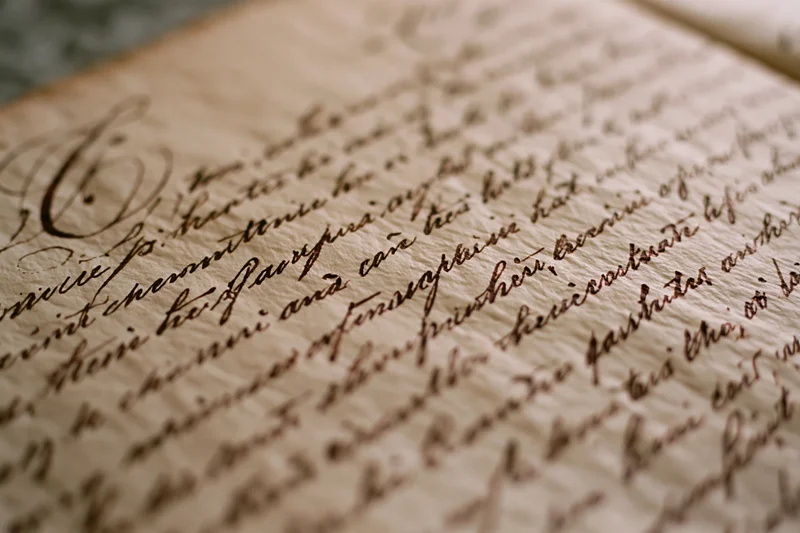 Close-up of aged parchment with 19th-century cursive handwriting