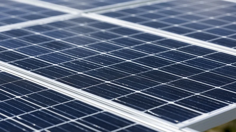 Close-up of solar panel array surface filling the frame