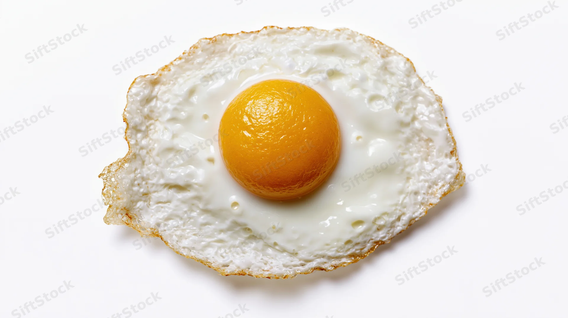 Single fried egg sunny side up on white background