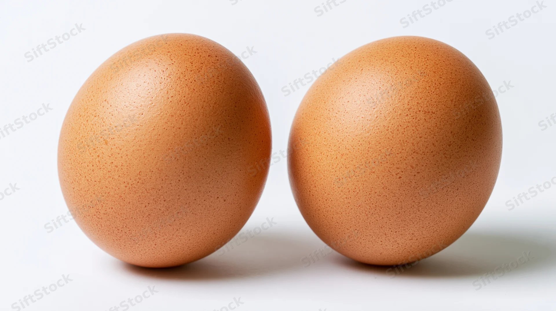 Two brown chicken eggs side by side on a white surface