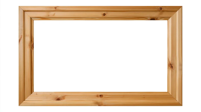Wooden picture frame with empty white center isolated on white background
