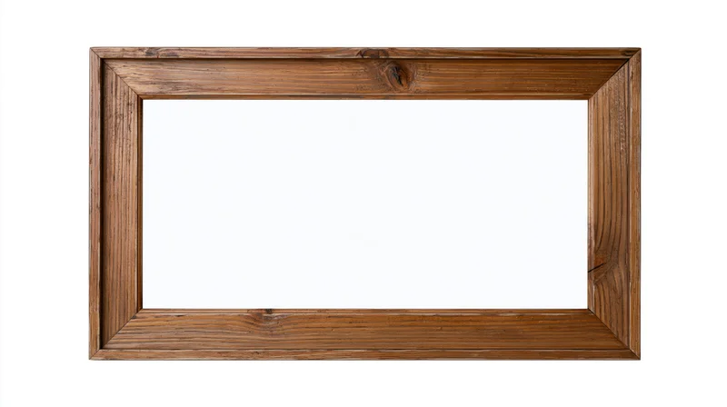 Rectangular wooden picture frame with visible grain isolated on white background