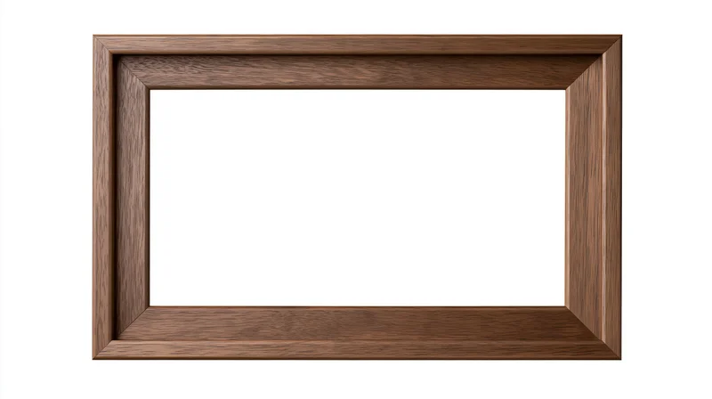 Rectangular wooden picture frame with visible grain isolated on white background