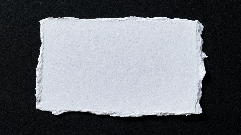 Torn white paper rectangle on black background with copyspace