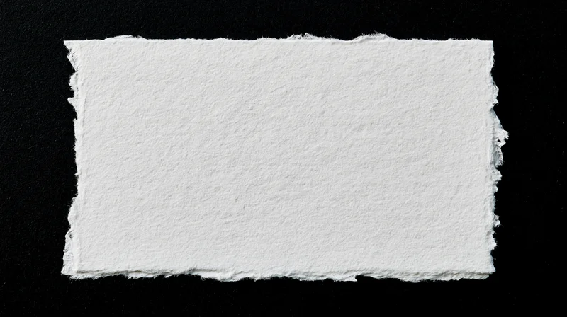Torn white paper rectangle on black background with copyspace