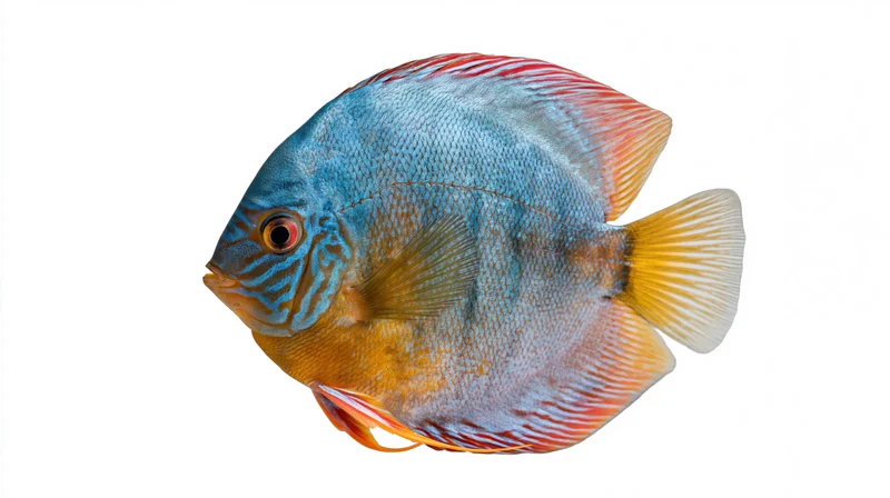 Discus fish in profile against a white background