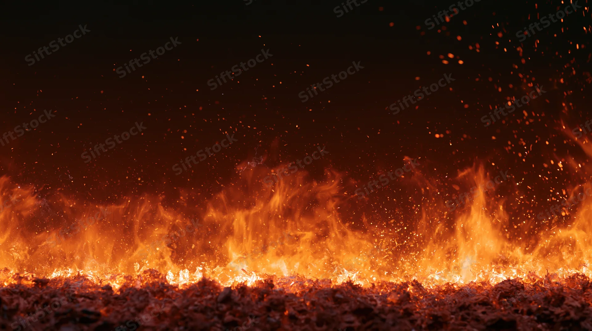 Intense fire burning along the bottom of the frame