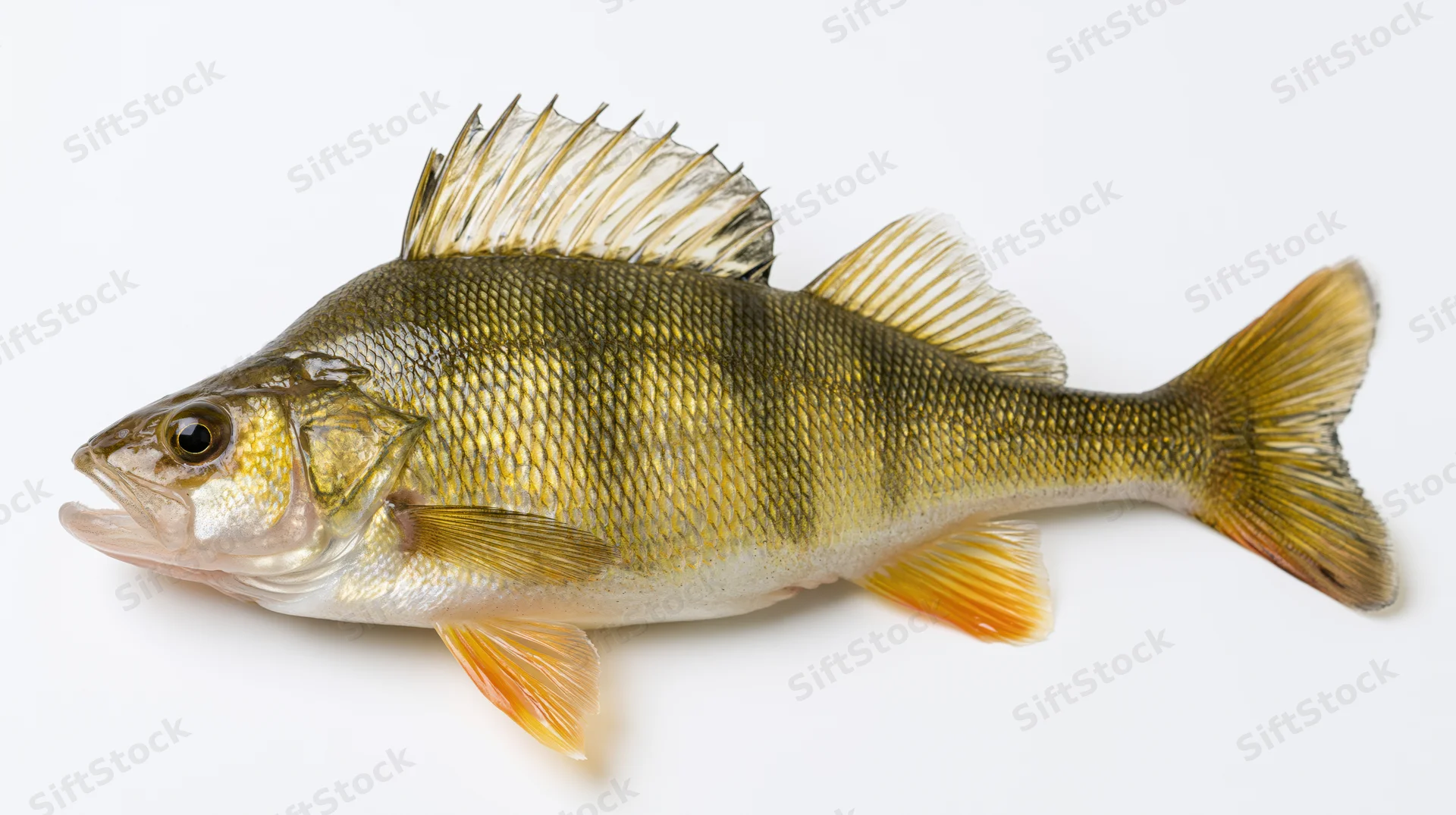 Yellow perch fish isolated on white background