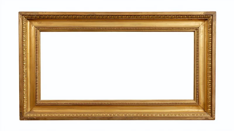 Antique rectangular picture frame with ornate beaded molding isolated on white background