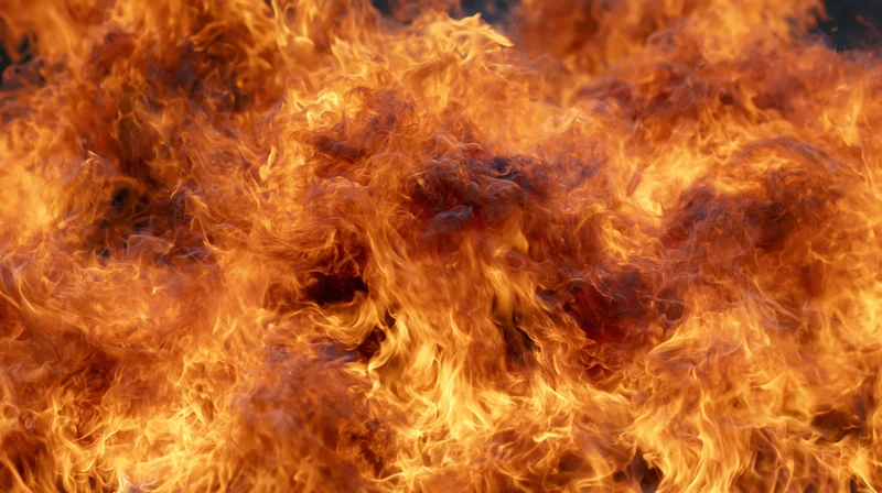 Close-up of intense flames filling the frame