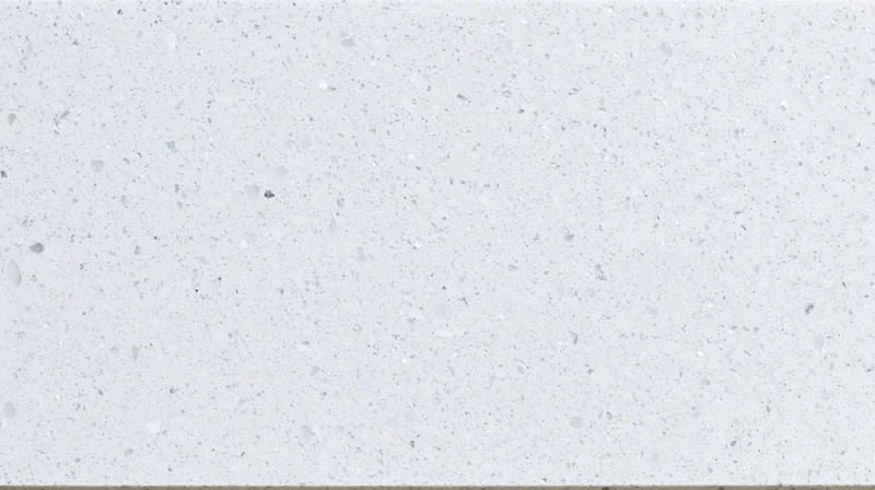Close-up of white terrazzo composite surface with speckled texture for kitchen or bathroom use