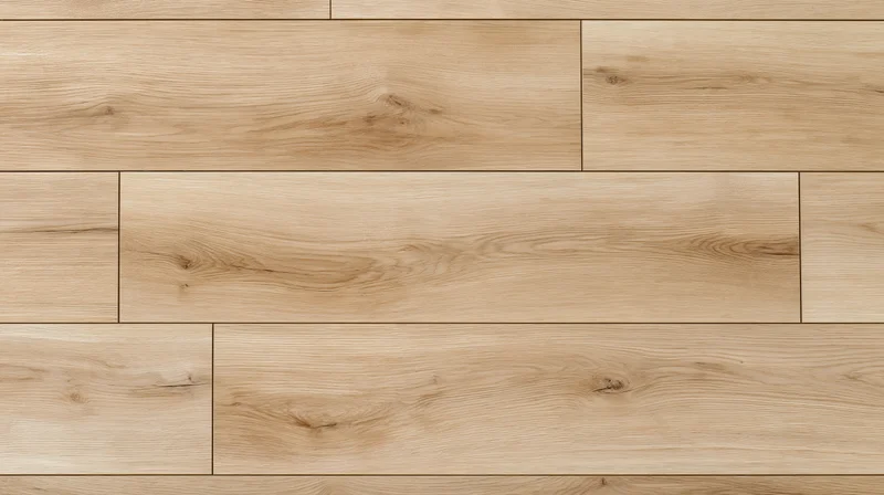 Close-up of light oak hardwood flooring planks arranged in a staggered pattern
