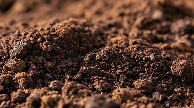 Close-up of dark tilled garden soil with rich texture and organic matter