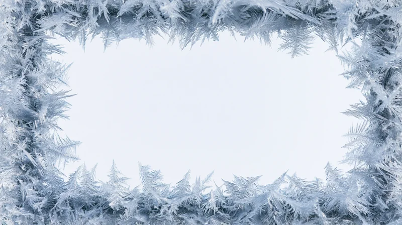 Frost crystal formations arranged as a frame with a white center