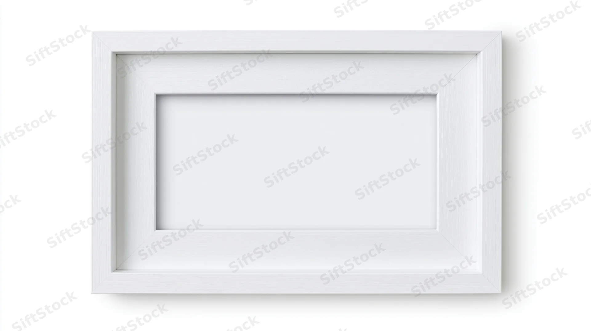 White empty picture frame centered on plain white background