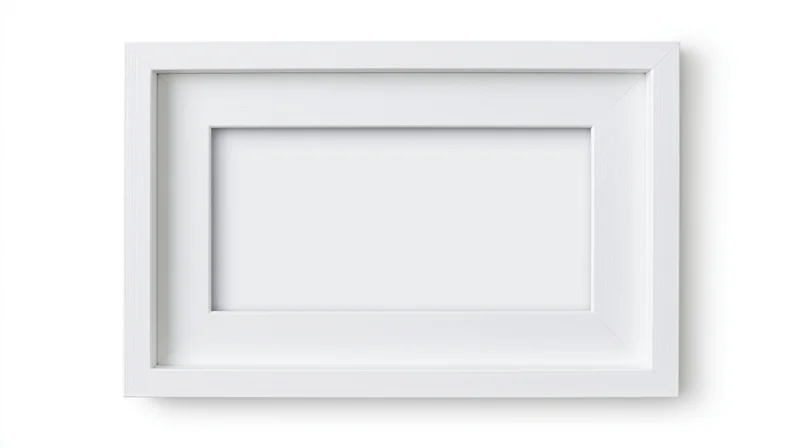 White empty picture frame centered on plain white background