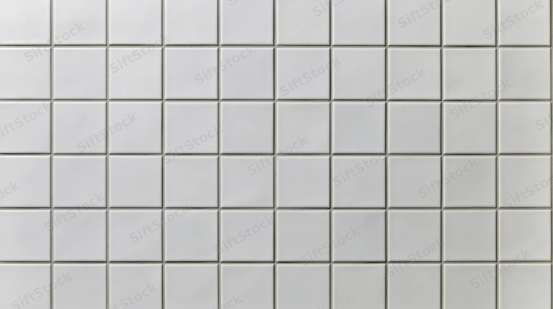 White ceramic square tiles arranged in a grid covering a wall