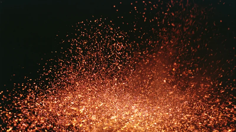Glowing ember sparks rising upward against a dark background