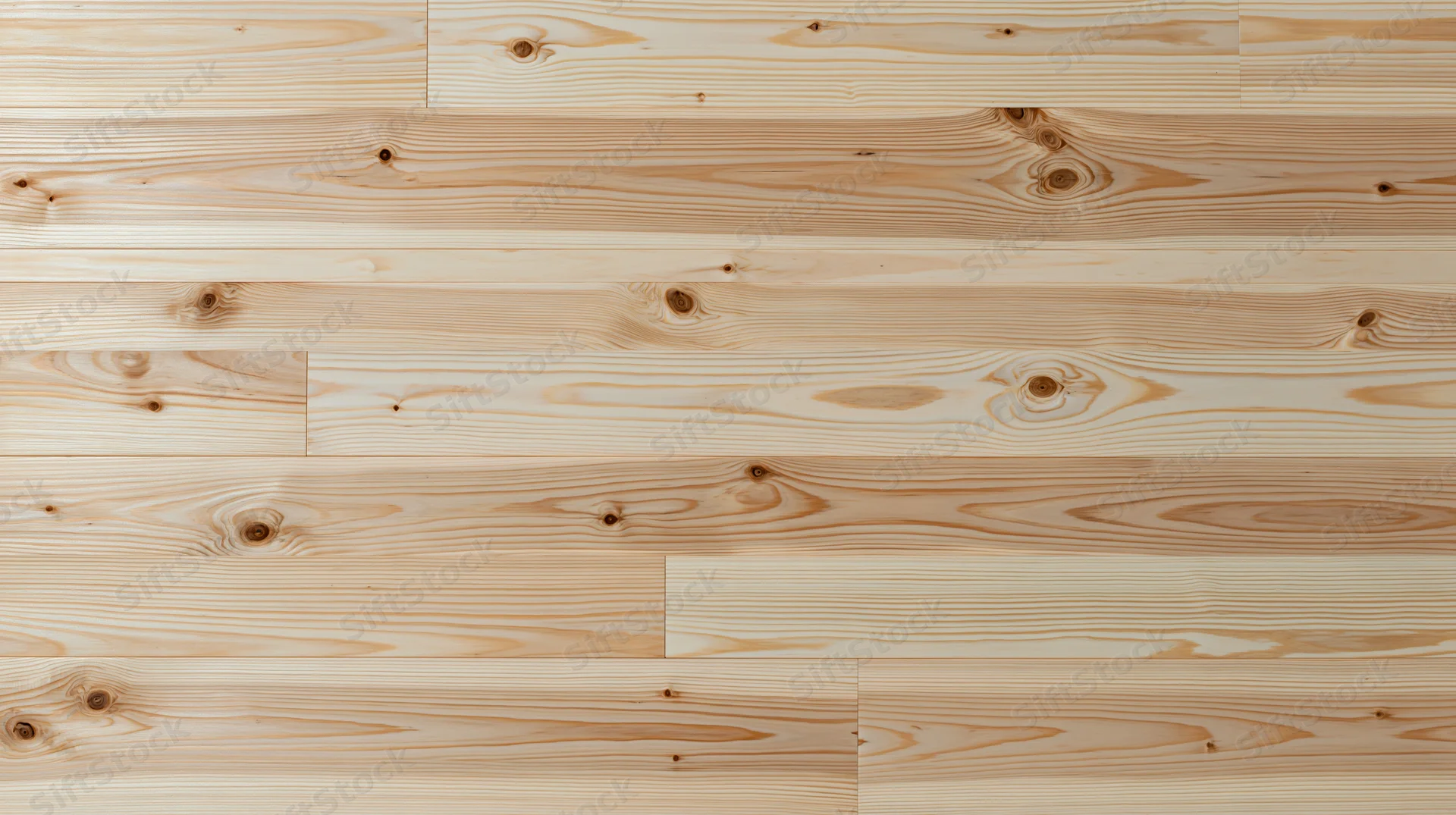 Horizontal light blonde pine hardwood floor planks forming a seamless wooden surface