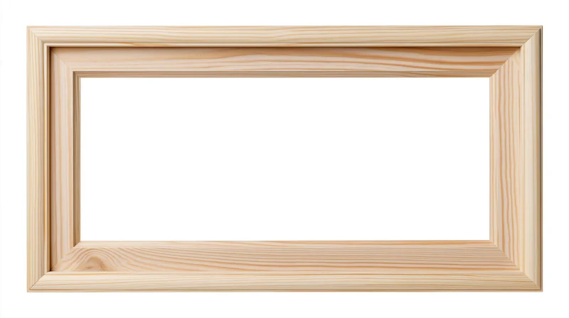 Rectangular natural pine wood picture frame isolated on white background