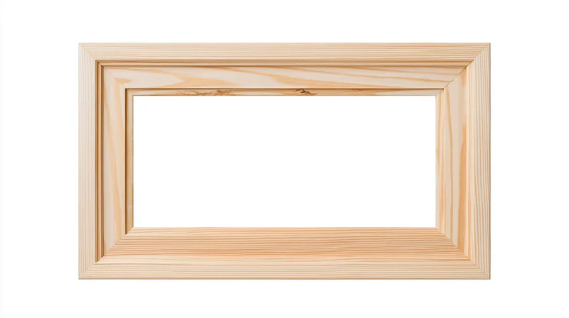 Rectangular natural pine wood picture frame isolated on white background