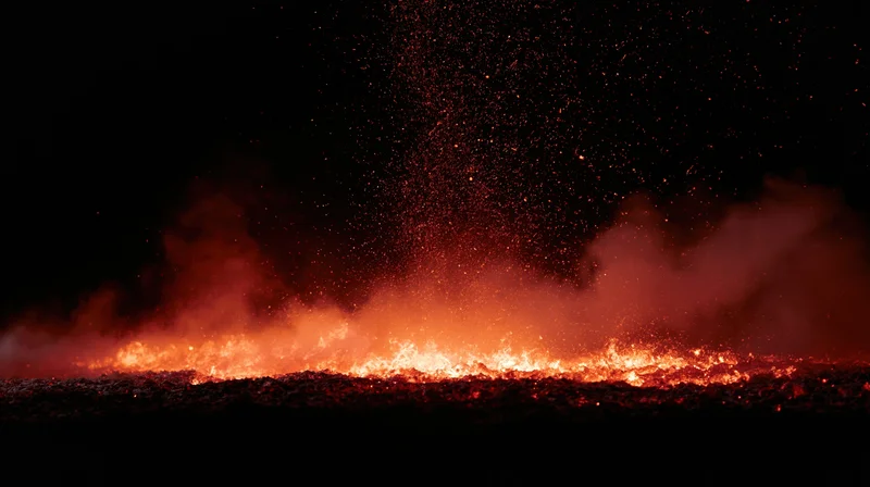 Glowing embers and sparks rising from a fiery blaze at night