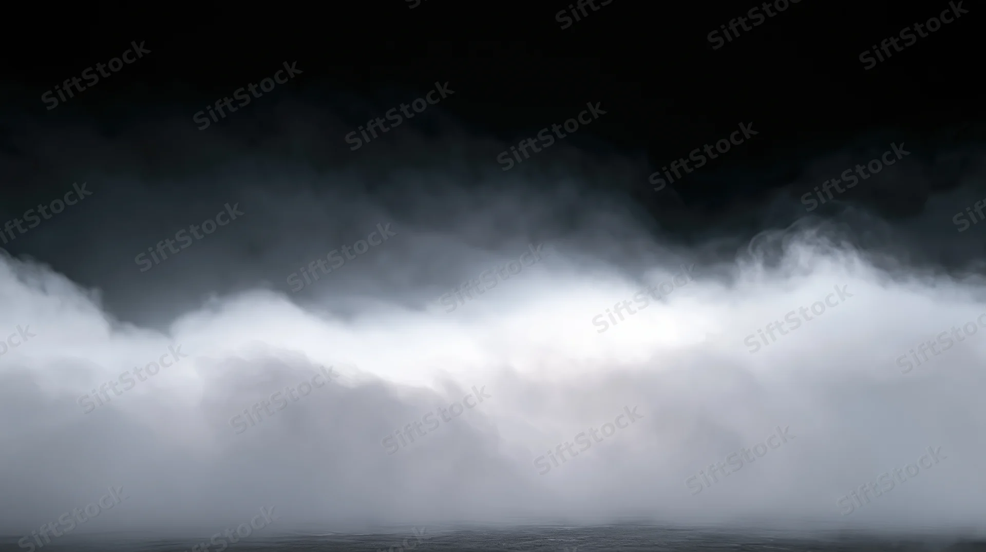 Thick white smoke rolling low across a dark studio floor
