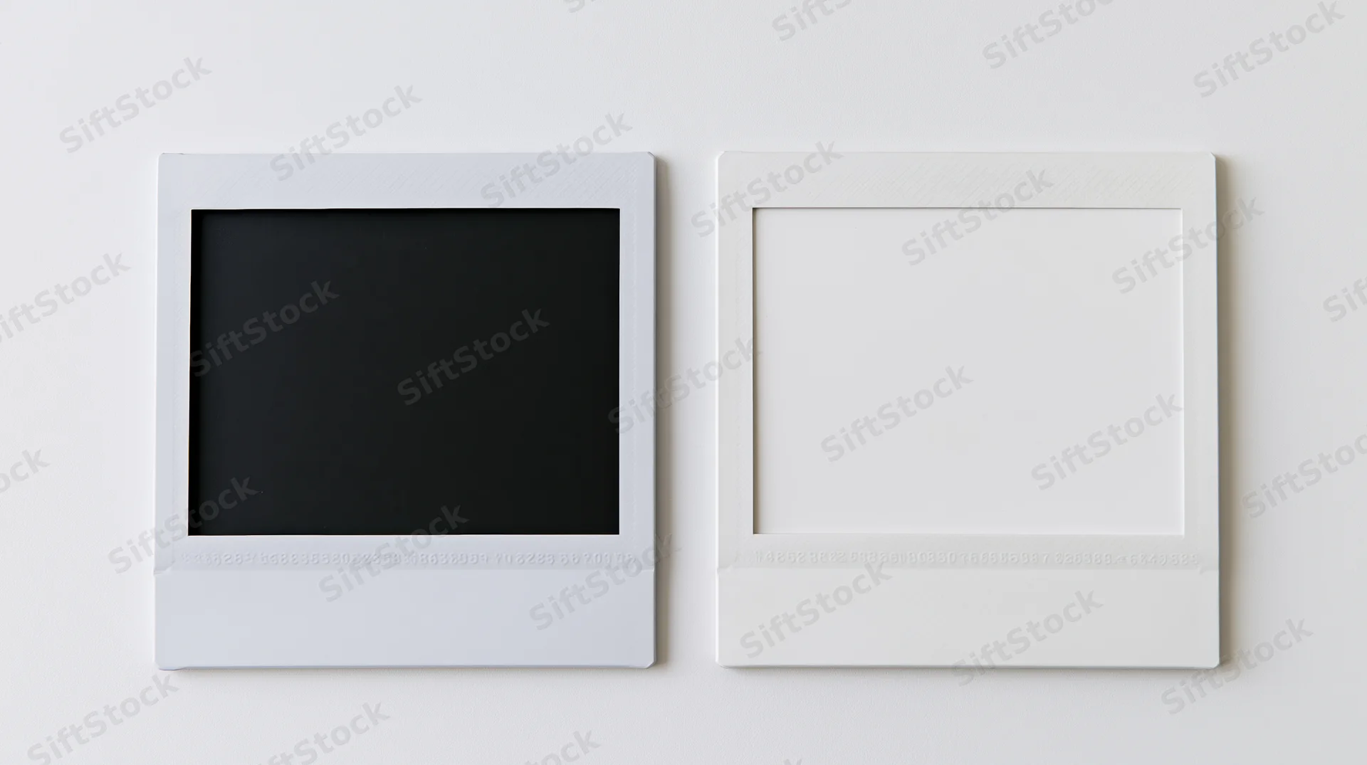 Two polaroid instant photo frames side by side on a white surface