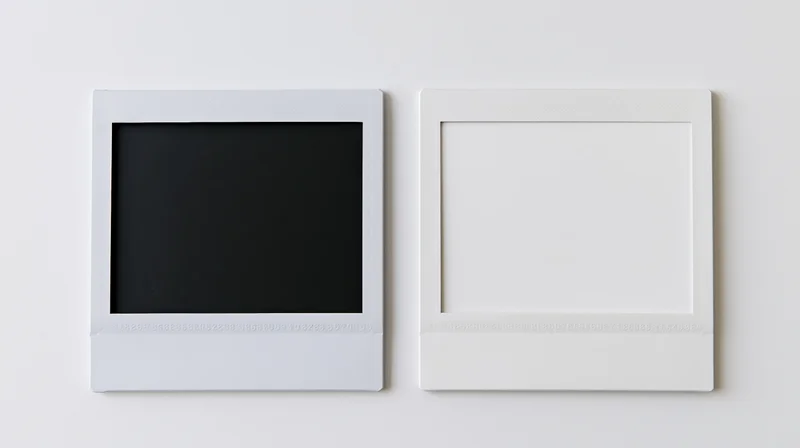Two polaroid instant photo frames side by side on a white surface