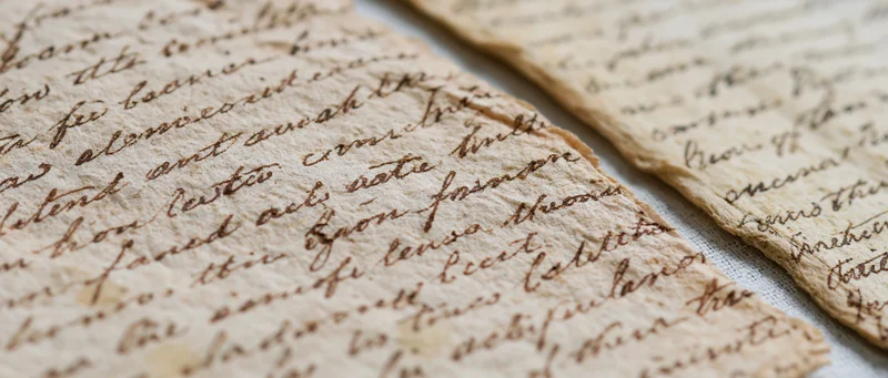 Two aged handwritten letters overlapping on textured paper surface