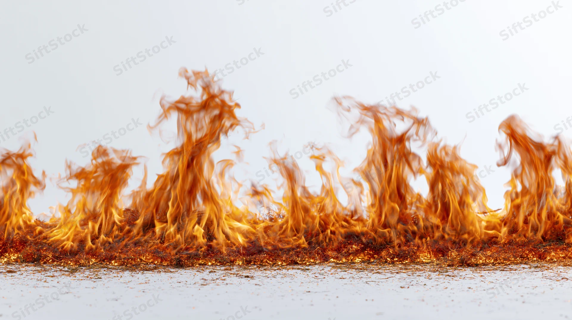 Wide horizontal wall of flames burning low to the ground