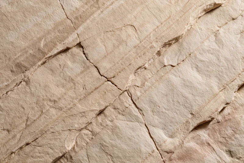 Close-up of rough sandstone rock surface with visible cracks and layers